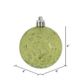 4 Inch Christmas Ornament Ball, Celadon Shiny Mercury Finish, Shatterproof Plastic, Holiday Christmas Tree Decoration, 6 Pack